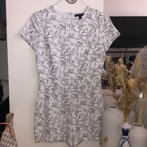 Black and white floral romper